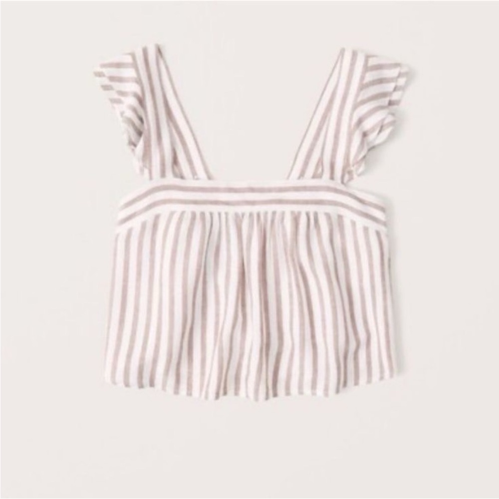 Abercrombie tan stripe cropped top